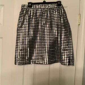 J. Crew Shummery Classic Black and White Checkered A-Line Skirt